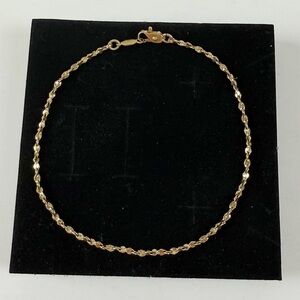 Twisted Rope Chain 24 Gold Plated Bracelet 9 Inch Long